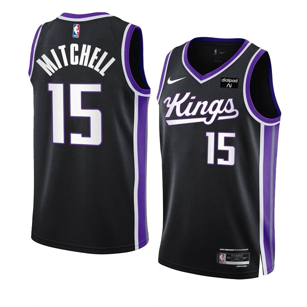 Sacramento Kings #15 Davion Mitchell 2023-24 Icon Edition Black Swingman Jersey Men's.webp