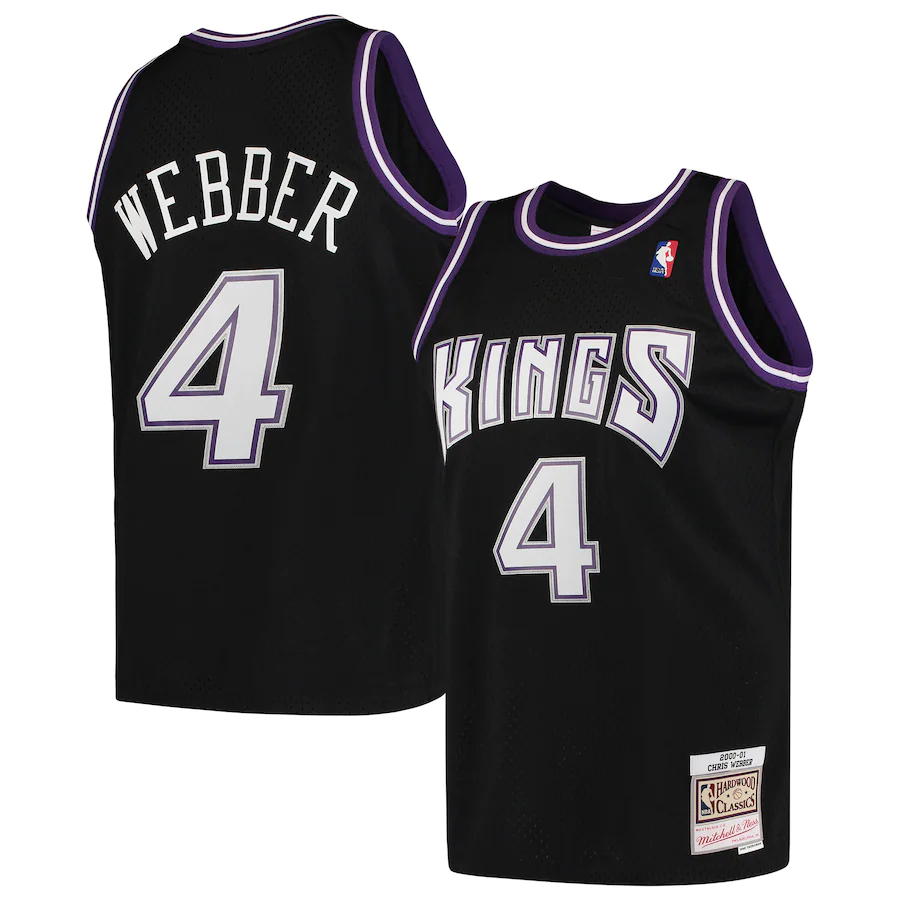 Sacramento Kings #4 Chirs Webber Kings 4 # Chris · Webber Chris Webber Mitchell&Ness Black Premium Mesh Fan Jersey Style 1