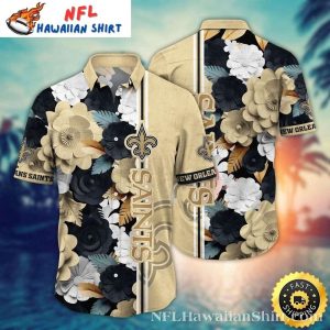Saints Botanical Nightfall Hawaiian Shirt - New Orleans Sunset Tones
