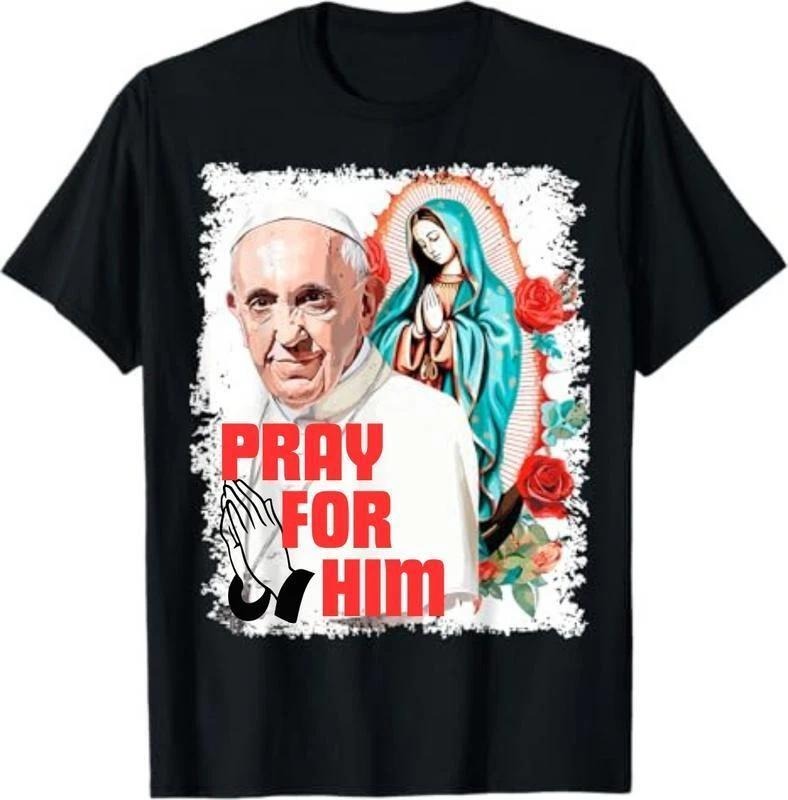 [Sale Off 40%] Pray for Pope Francis T-Shirt Unisex Short Sleeve Retro Graphic Tee