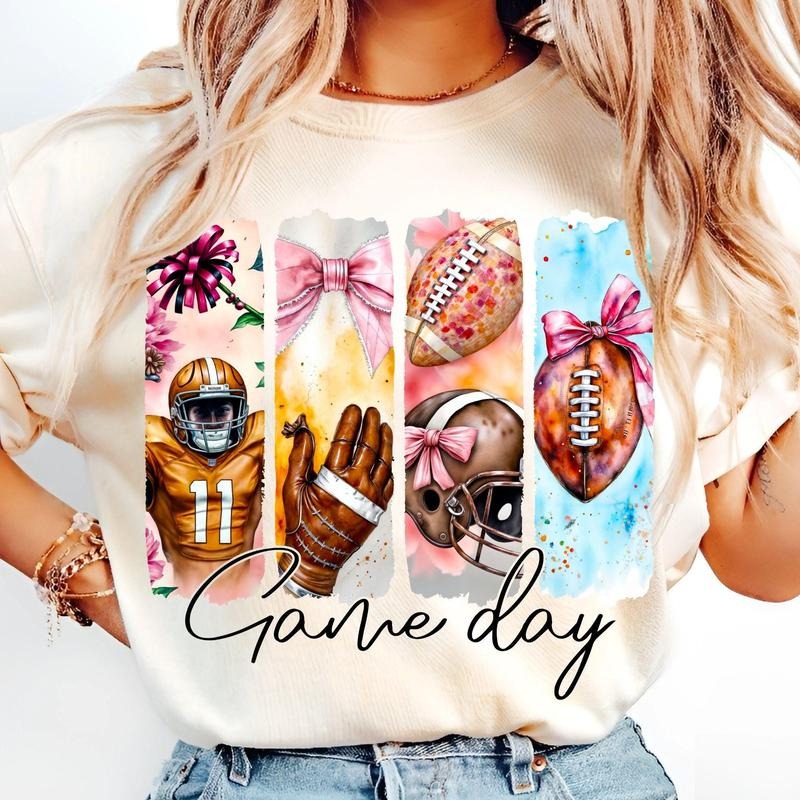 [Sale To 45% Off] Game Day Football Coquette T-Shirt, Football Bow T-Shirt, Football Mama Shirt, Gift For Mom, Mother's...