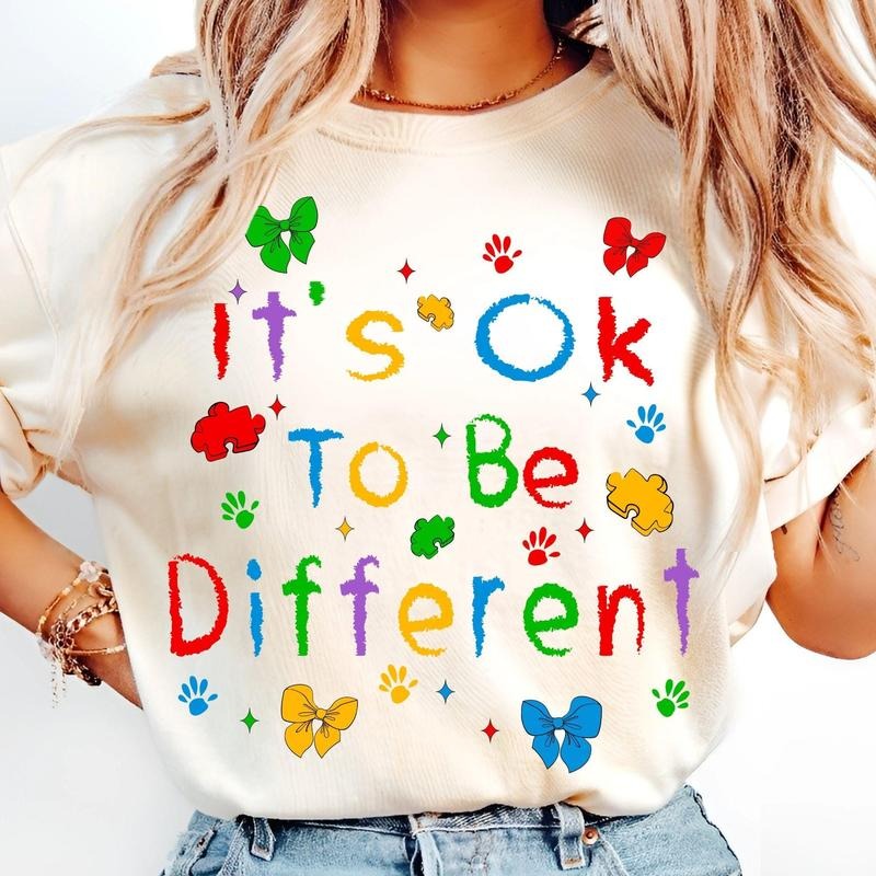 [Sale To 45% Off] It's OK To Be Different T-Shirt, Autism Coquette Bow, Autism Awareness Month T-Shirt, Special...