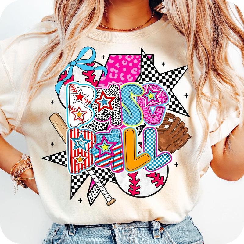 [Sale To 45% Off] Preppy Baseball Coquette T-Shirt, Baseball Shirt, Brushstroke Baseball Shirt, Baseball Mama Bow T-Shirt...