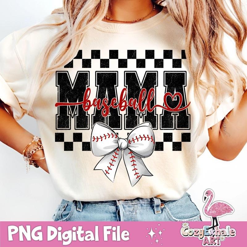 [Sale To 45% Off] Retro Checkered Baseball Mama T-Shirt, Coquette Game Day Baseball Mom Shirt, Trendy Baseball Original...