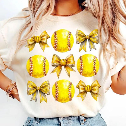 [Sale To 45% Off] Retro Softball T-Shirt, Softball Mama Shirt, Coquette Bow Softball T-Shirt, Game Day Shirt , Gift for...