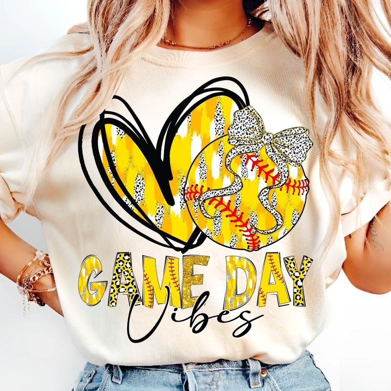 [Sale To 45% Off] Softball Game Day T-Shirt, Coquette Bow Softball Mom T-Shirt, Retro Softball Vibes Shirt, Brushstroke...