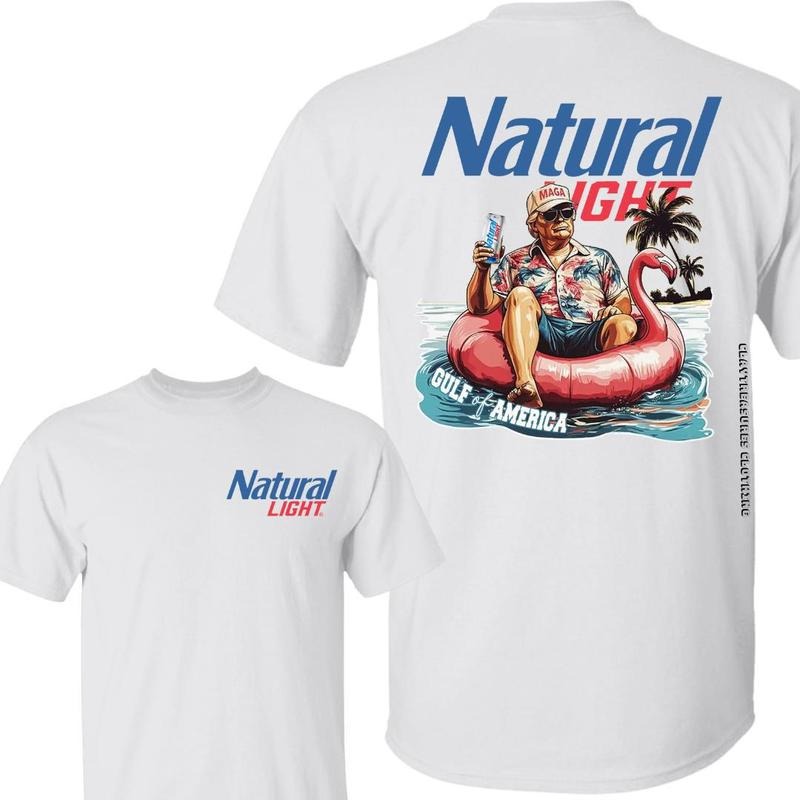 [Sale Up To 40%] Trump Chillin On The Gulf Of America With Natural Light Beer Tshirt Summer Vibes 2025 Tee 4th Of July Independence Day Gift
