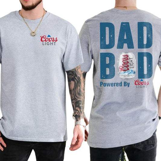 [Sale Up To 60%] Coors Light Dad Bod T Shirt Unisex Beer Lover Graphic Tee Funny Retro Drinking Shirt Soft Cotton Summer Casual Gift