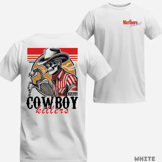 [Sale Up To 60%] Marlboro Cowboy Killer Vintage American Double Sided Shirt Casual Shirt Tops Menswear Crewneck Tropical Streetwear Shortsleeve