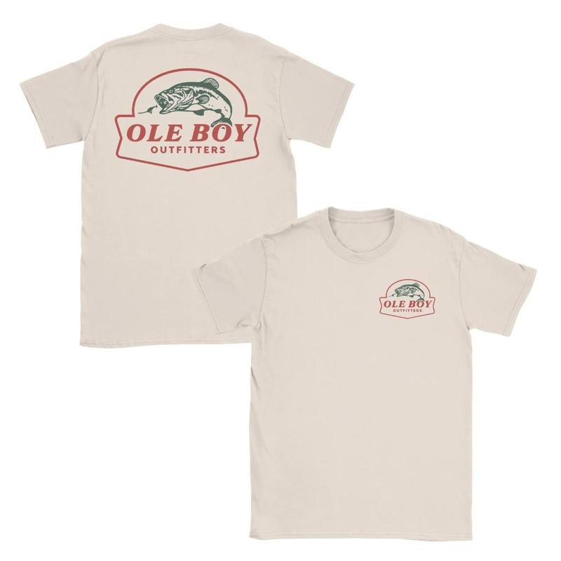 [Sale Up To 60%] Ole Boy Bass in Pursuit T-Shirt - Classic Fishing Graphic Tee, Premium Cotton, Vintage Outdoor Style, Perfect for Anglers, Bass Fishermen & Casual Wear Top Menswear Man Crewneck Tropical