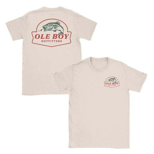 [Sale Up To 60%] Ole Boy Bass in Pursuit T-Shirt - Classic Fishing Graphic Tee, Premium Cotton, Vintage Outdoor Style, Perfect for Anglers, Bass Fishermen & Casual Wear Top Menswear Man Crewneck Tropical