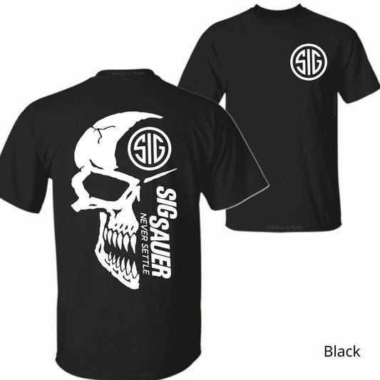 [Sale Up To 60%] Sig Sauer Tshirt Bold Skull Graphic With Sig Sauer Logo Perfect For Gun Enthusiasts Unisex Streetwear Shortsleeve Casual Menswear