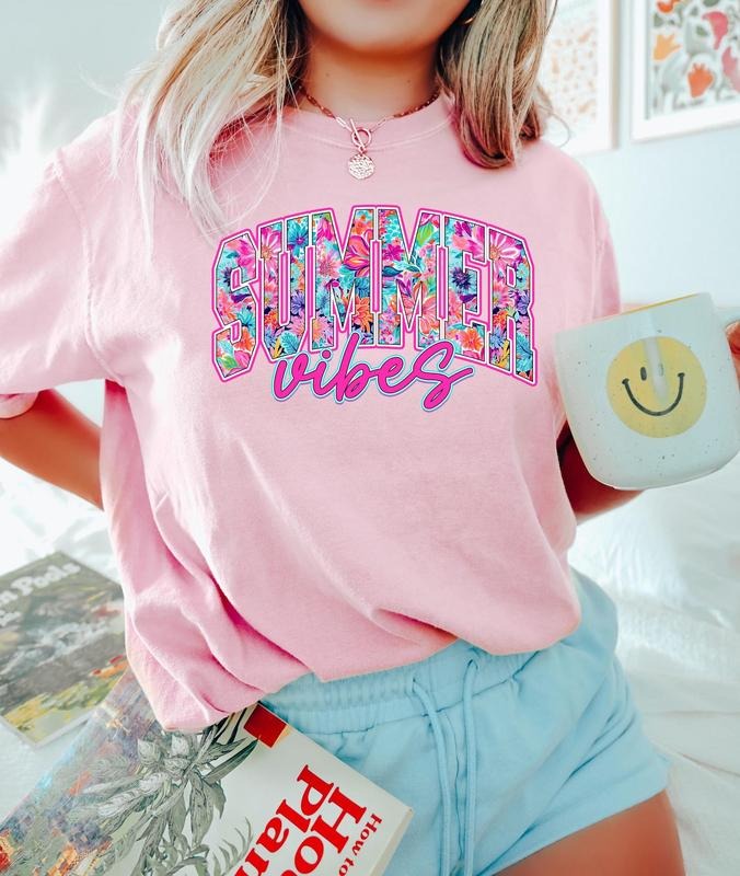 [Sale up to 50%] Cute Floral Summer Vibes T-Shirt, Colorful Summer Shirt, Popular Summer Women Tee Hoodie, Sweatshirt