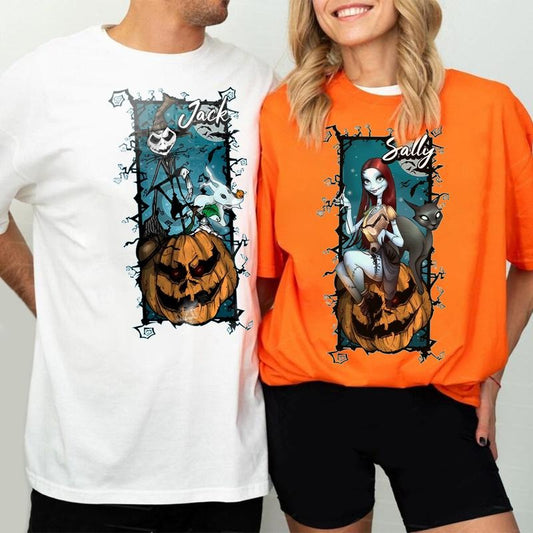 Sally Front Skeleton Shirt, Jack and Sally Couple Shirt, Vintage The Nightmare Before Christmas Jack Sally Couple ...