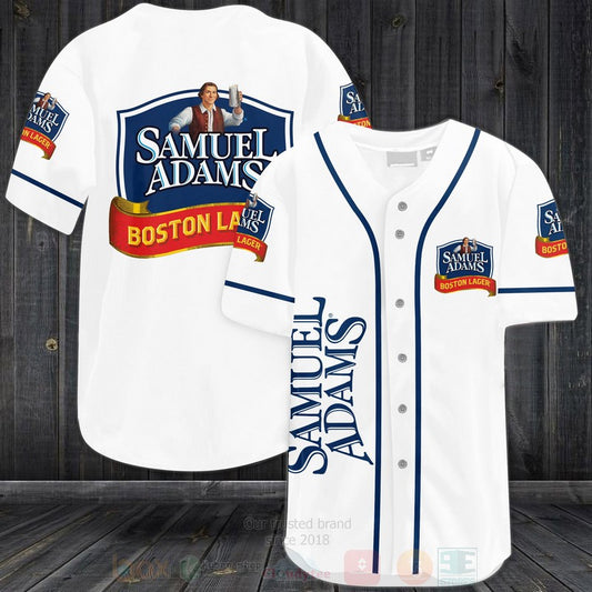 FASHION Samuel Adams Boston Lager Baseball Jerseys Botton Shirt