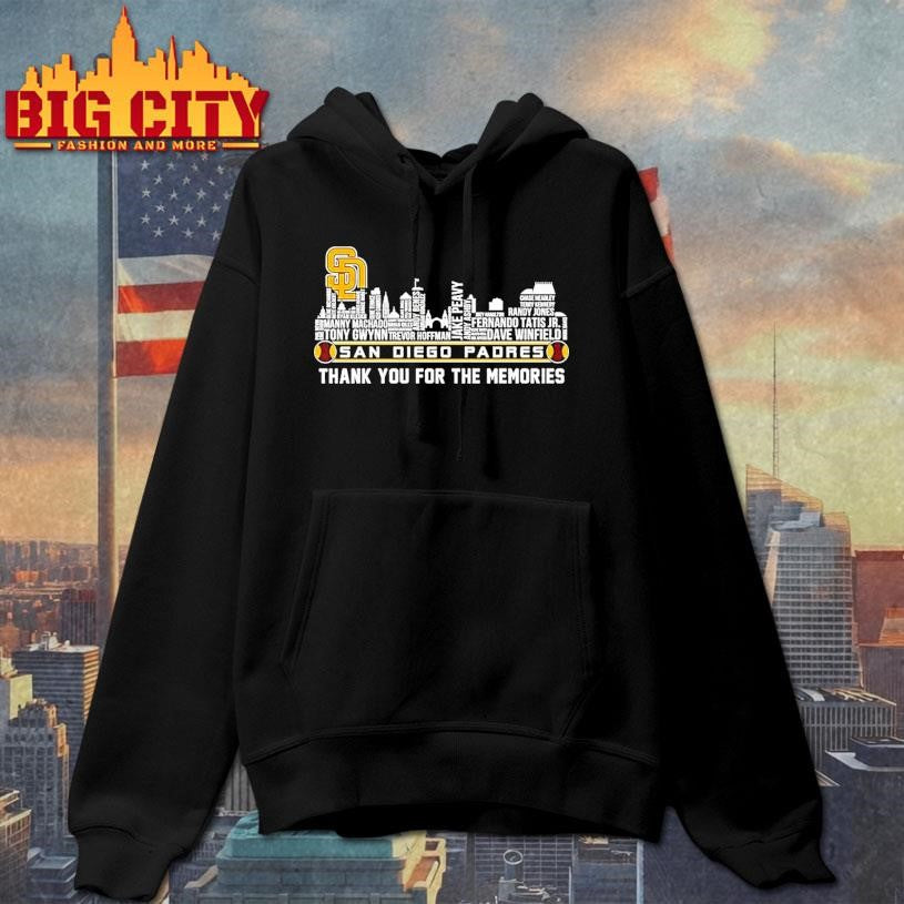 San Diego Padres Players Names City Skyline Thank You For The Memories Tee Shirt