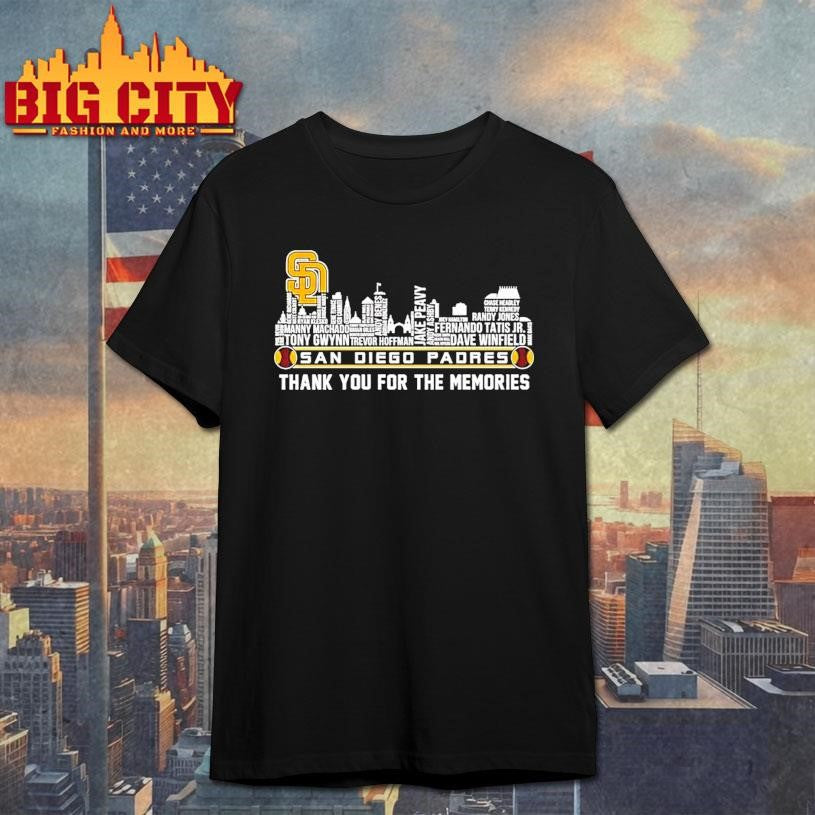 San Diego Padres Players Names City Skyline Thank You For The Memories Tee Shirt