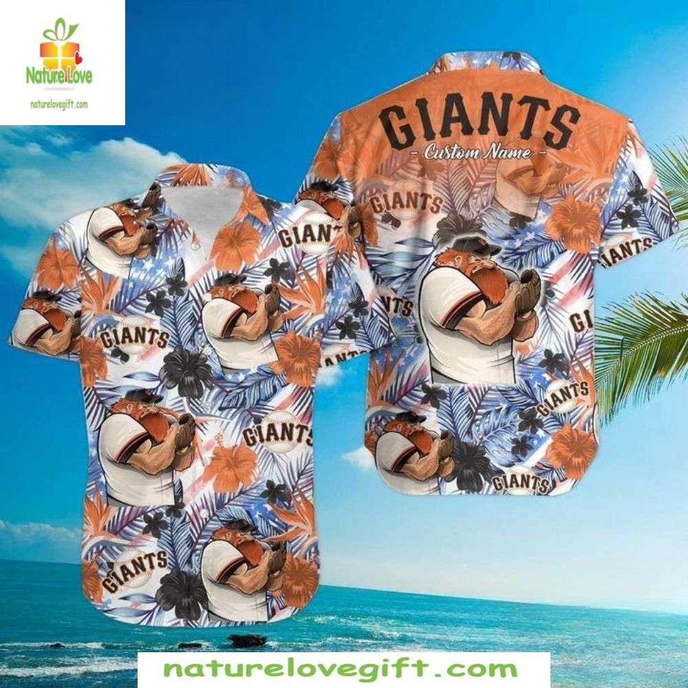 San Francisco Giants Hawaiian Shirt Coastal Breeze Custom Name MLB Baseball Apparel