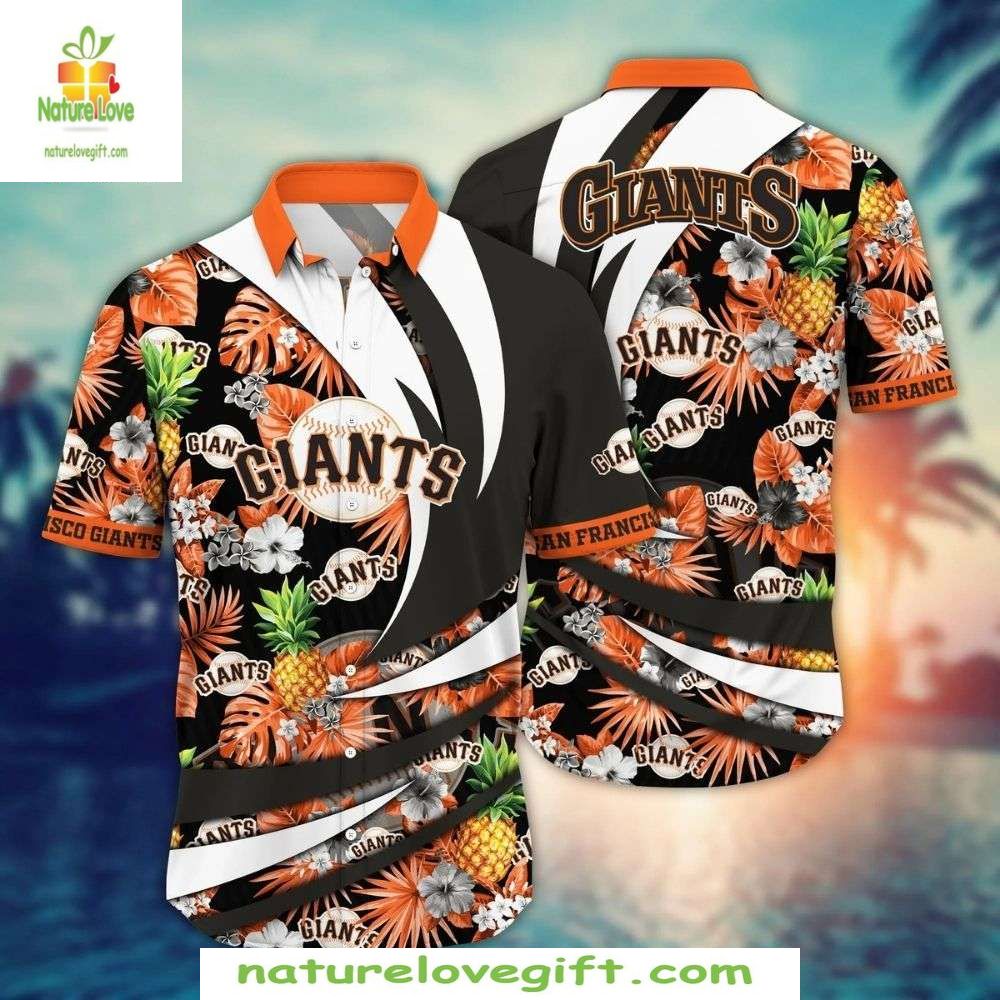 San Francisco Giants Hawaiian Shirt Orange Floral MLB Baseball Apparel