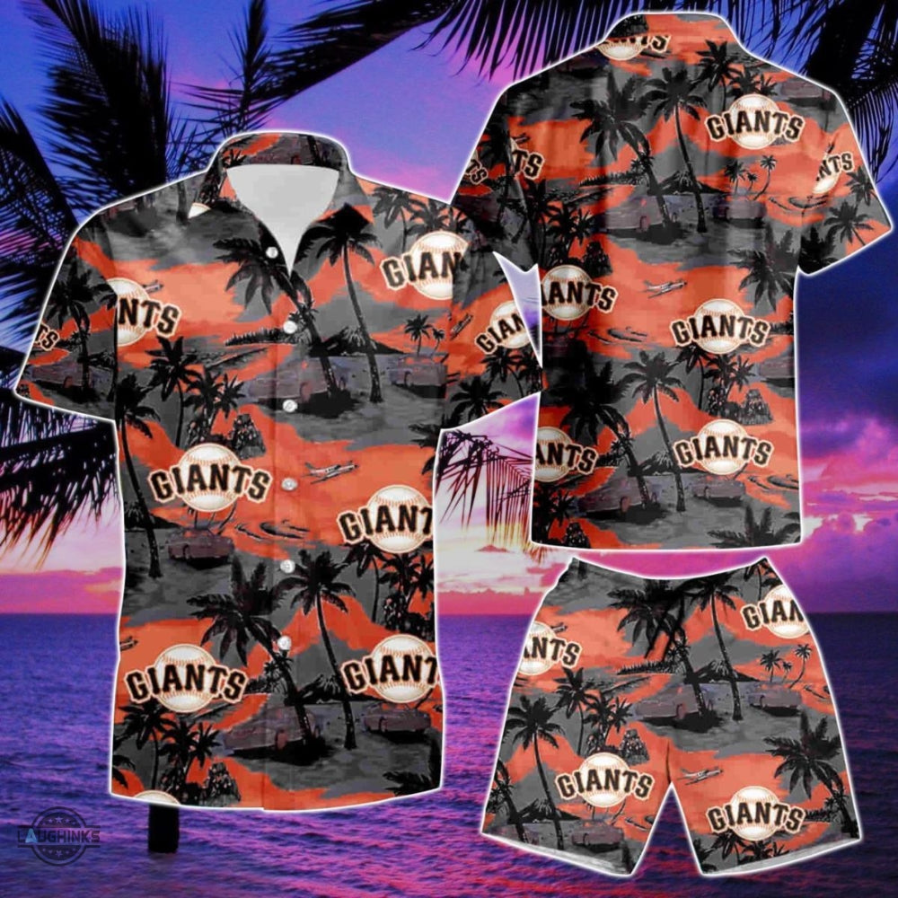 San Francisco Giants Hawaiian Shirt And Shorts Sf Giants Baseball Aloha Beach Shirts All Over Printed Mlb Spring Training Summer Game Day Button Up Shirt NEW