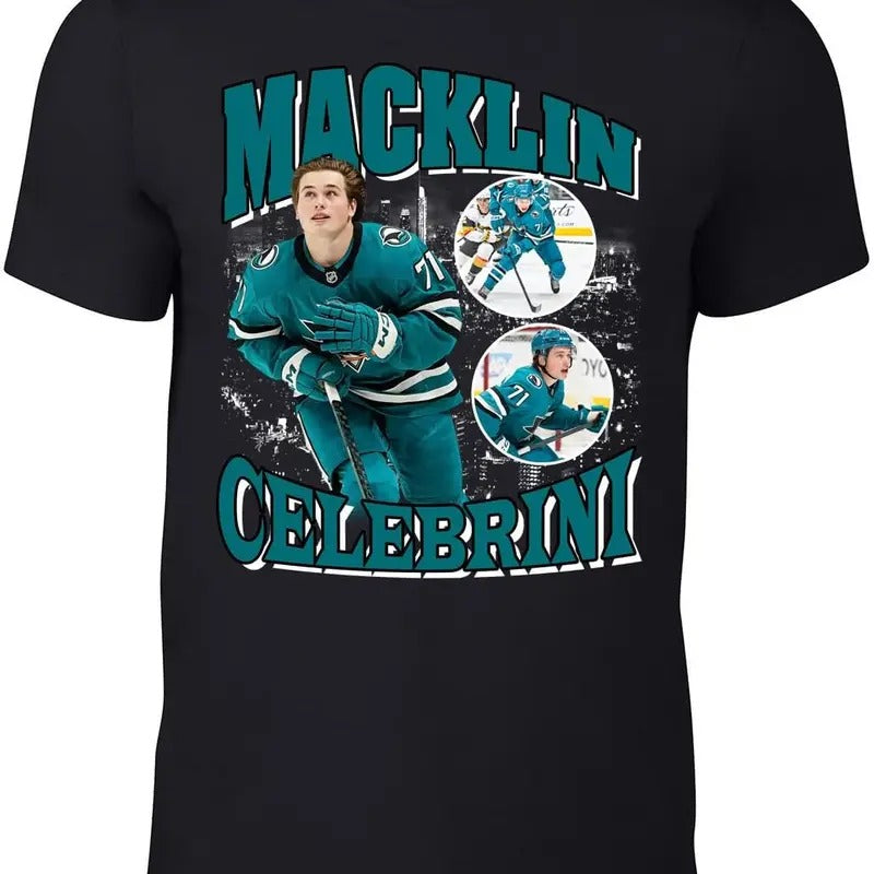 San Jose Macklin Celebrini Bootleg Style T-Shirt Hoodie, Sweatshirt | InkThreadWorks.com