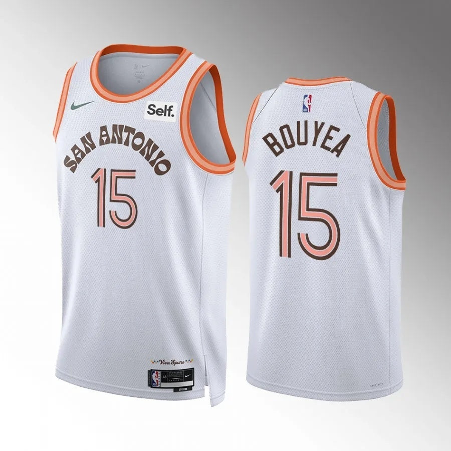 San Antonio Spurs #15 Jamaree Bouyea 2023-24 White City Edition Men Jersey Style 2