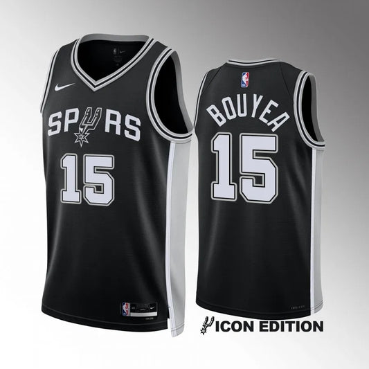 San Antonio Spurs #15 Jamaree Bouyea Black Icon Edition Men Jersey Style 1