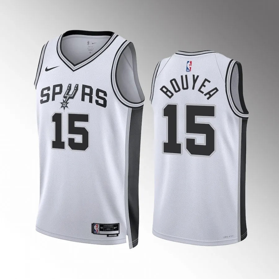 San Antonio Spurs #15 Jamaree Bouyea White Association Edition Men Jersey Style 1