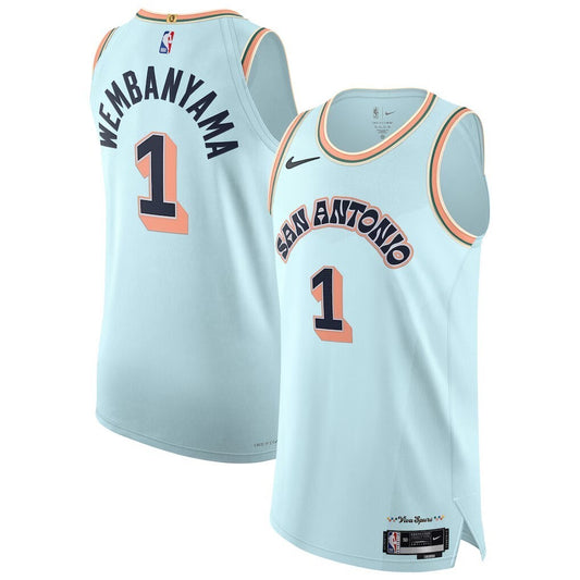 San Antonio Spurs #1 Victor Wembanyama 202425 Authentic Player Jersey - City Edition - Light Blue