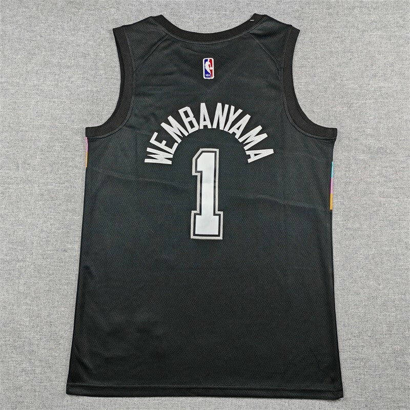 San Antonio Spurs #1 Victor Wembanyama 26 Spurs 1 Black City Edition Style 1