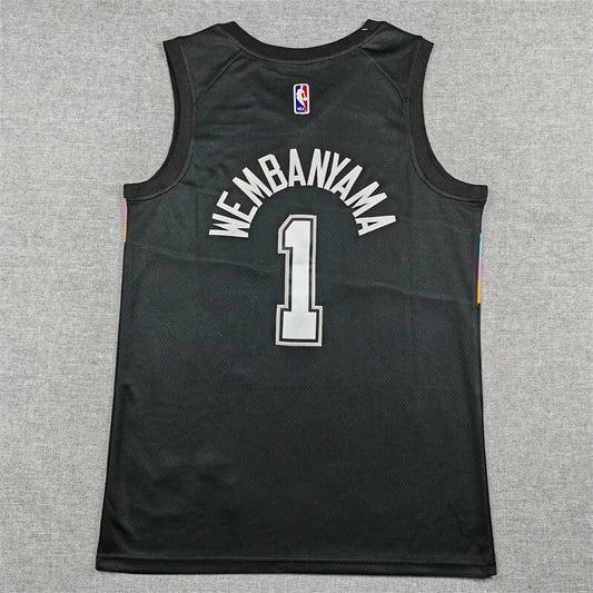 San Antonio Spurs #1 Victor Wembanyama 26 Spurs 1 Black City Edition Style 1