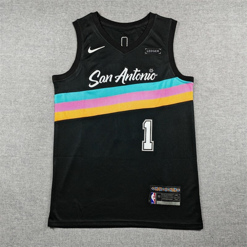 San Antonio Spurs #1 Victor Wembanyama 26 Spurs 1 Black City Edition Style 2