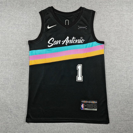 San Antonio Spurs #1 Victor Wembanyama 26 Spurs 1 Black City Edition Style 2