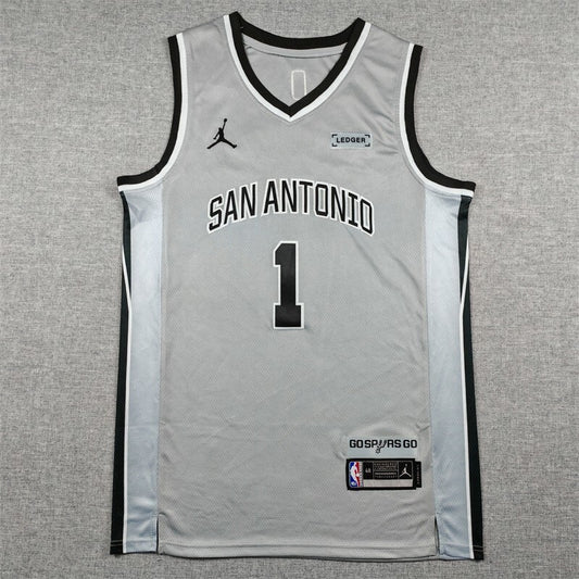 San Antonio Spurs #1 Victor Wembanyama 26 Spurs 1 Gray Style 2