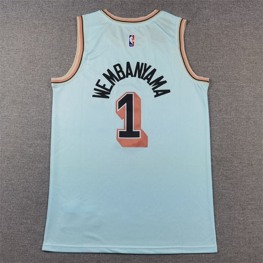 San Antonio Spurs #1 Victor Wembanyama Spurs 1 Blue City Edition s-xxl Style 1