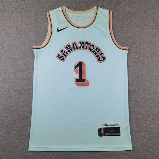 San Antonio Spurs #1 Victor Wembanyama Spurs 1 Blue City Edition s-xxl Style 2