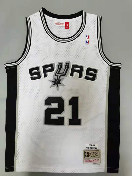 San Antonio Spurs #21 Tim Duncan Spurs 21# Retro -98-99 White Style 2