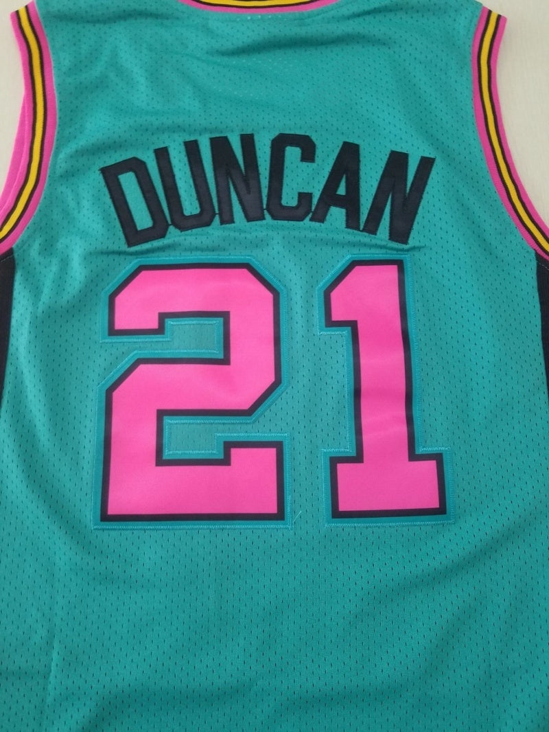 San Antonio Spurs #21 Tim Duncan throwback jersey green Spurs 21 Retro Light Green s-xxl Style 1