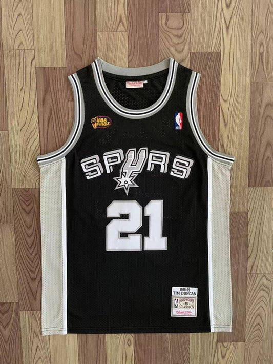 San Antonio Spurs #21 ducan finals jersey black Style 2