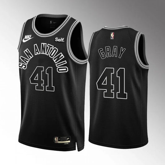 San Antonio Spurs #41 RaiQuan Gray 2023-24 Black Classic Edition Men Jersey Style 2