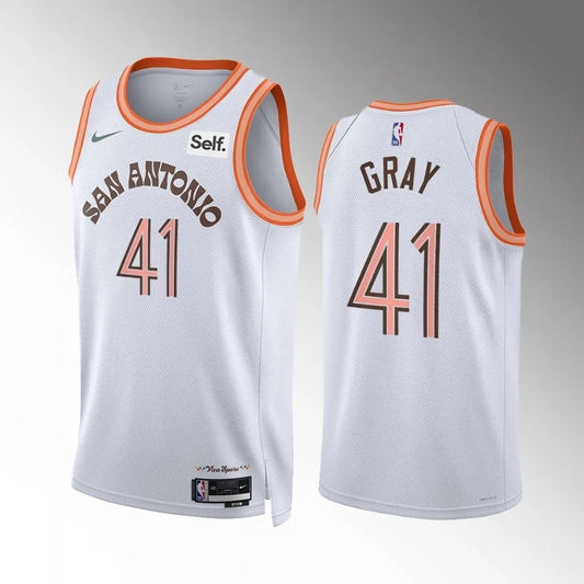 San Antonio Spurs #41 RaiQuan Gray 2023-24 White City Edition Men Jersey Style 1