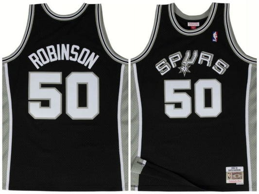 San Antonio Spurs #50 David Robinson Spurs 50 # “” David · Robinson m&n Retro Premium Mesh Black Jersey