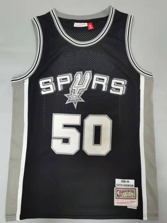 San Antonio Spurs #50 David Robinson Spurs 50# Retro - Black Style 1