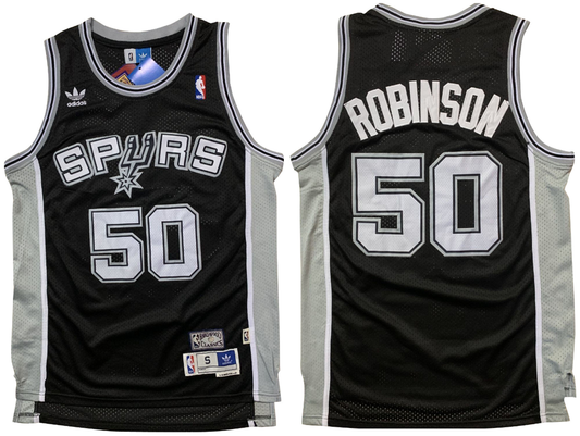 San Antonio Spurs #50 Robinson Spurs 50 # David · Robinson Black Retro Premium Mesh