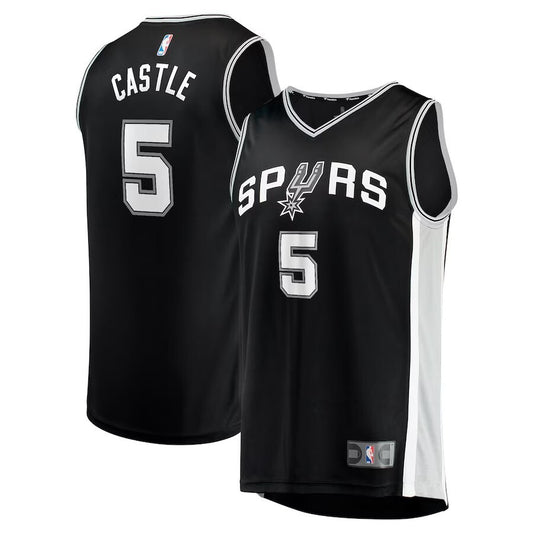 San Antonio Spurs #5 Stephon Castle 2024 NBA Draft Fast Break Player Jersey - Icon Edition - Black
