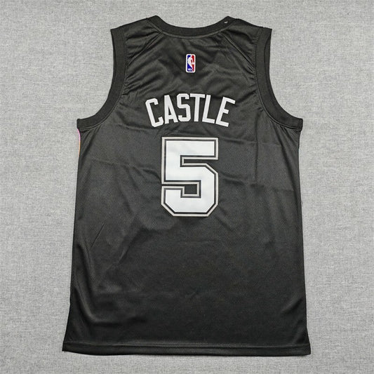 San Antonio Spurs #5 Stephon Castle 26 Spurs 5 Black City Edition Style 1