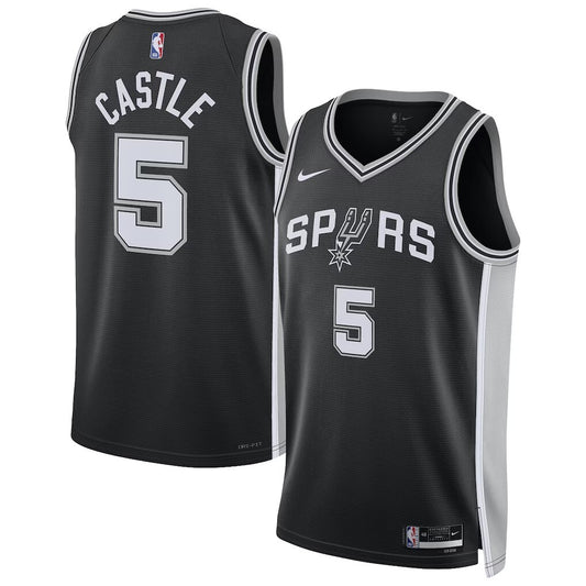 San Antonio Spurs #5 Stephon Castle Unisex Swingman Jersey - Icon Edition - Black