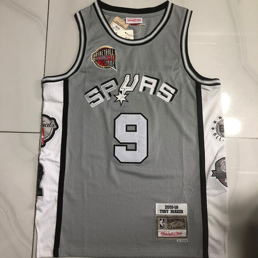 San Antonio Spurs #9 Tony Parker Hall of Fame authentic jersey grey Style 2