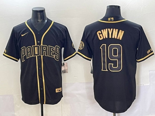 San Diego Padres #19 Tony Gwynn Padres Retro Gold Text Style 1