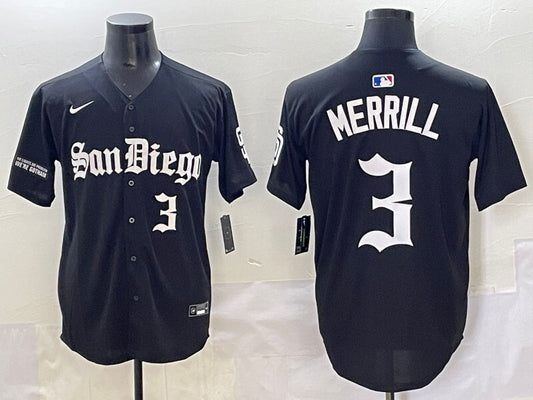 San Diego Padres #3 Jackson Merrill Padres 5 Collaboration Style 1